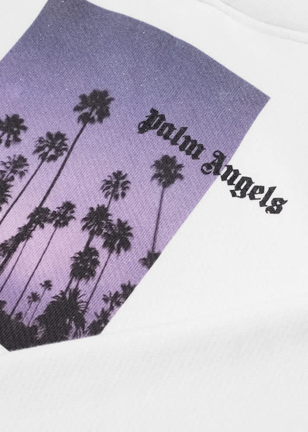 Sweat à capuche Popover Palm Angels Stars and Palms Blanc/Noir/Violet Coucher de soleil 