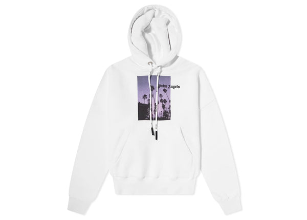 Sweat à capuche Popover Palm Angels Stars and Palms Blanc/Noir/Violet Coucher de soleil 
