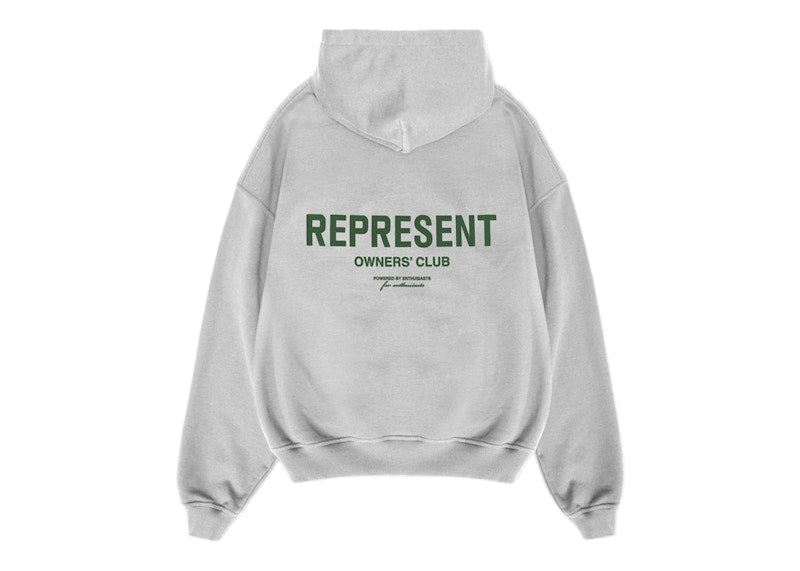 Represent Owner's Club Hoodie Ash Grey/Racing Green