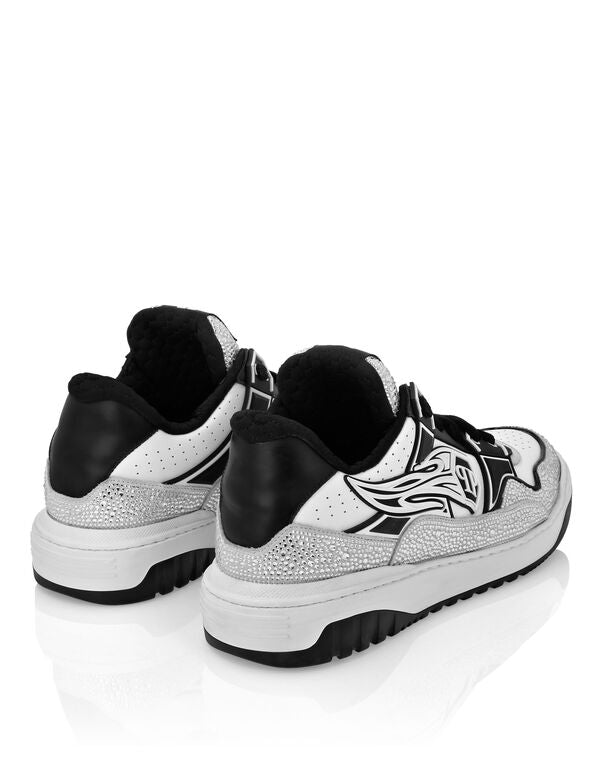 Baskets basses en cuir Philipp Plein Moon Walker Blanc Noir