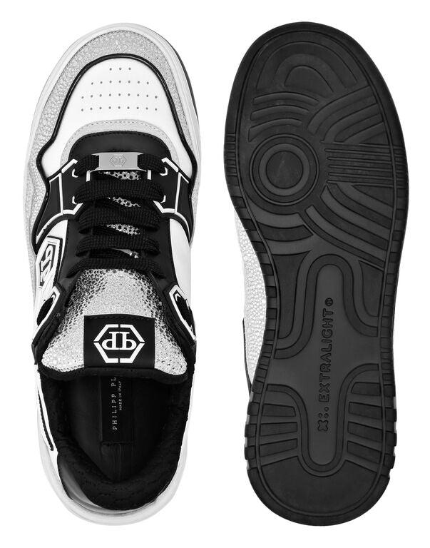 Baskets basses en cuir Philipp Plein Moon Walker Blanc Noir