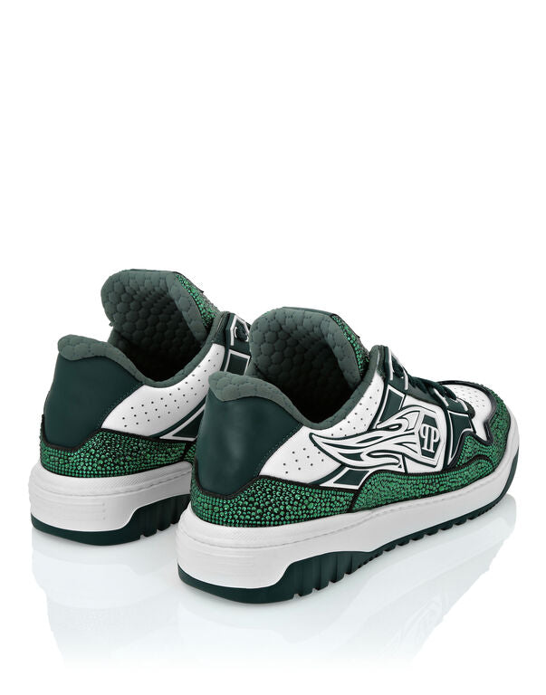 Baskets basses en cuir Philipp Plein Moon Walker Blanc/Vert
