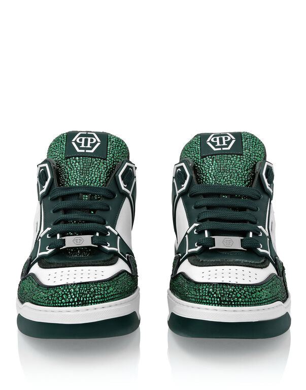 Baskets basses en cuir Philipp Plein Moon Walker Blanc/Vert