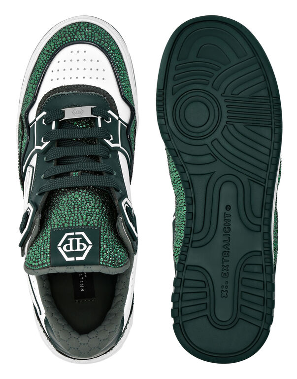Baskets basses en cuir Philipp Plein Moon Walker Blanc/Vert
