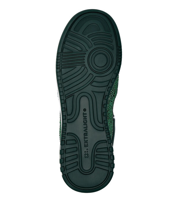 Baskets basses en cuir Philipp Plein Moon Walker Blanc/Vert
