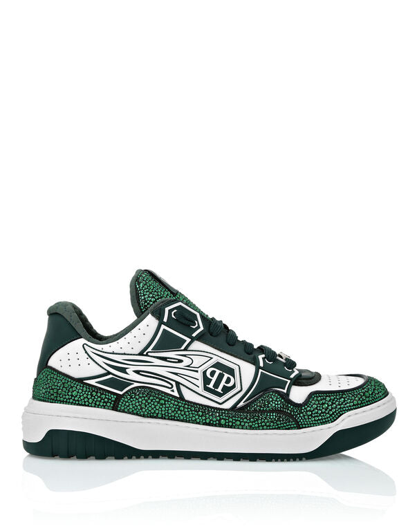 Baskets basses en cuir Philipp Plein Moon Walker Blanc/Vert