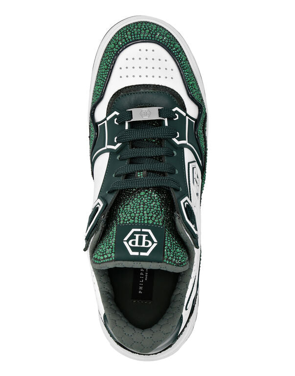 Baskets basses en cuir Philipp Plein Moon Walker Blanc/Vert