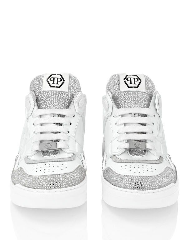 Philipp Plein Leder Low-Top Sneakers Moon Walker Weiß