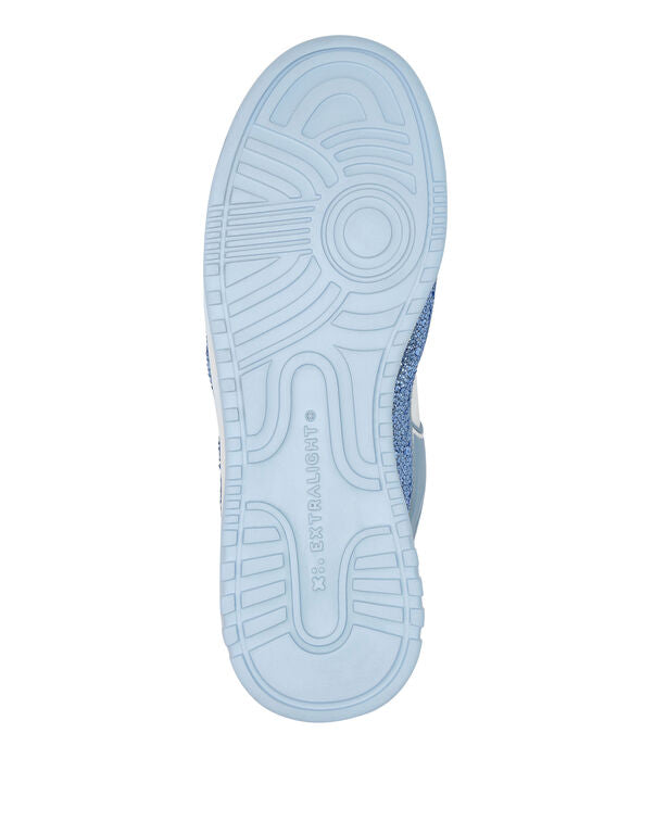 Baskets basses en cuir Philipp Plein Moon Walker blanc / bleu clair