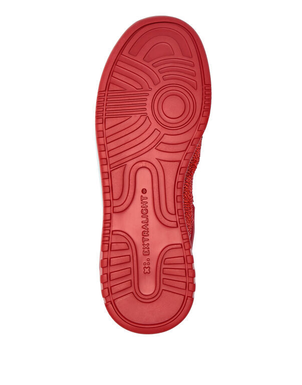 Baskets basses en cuir Philipp Plein Moon Walker Blanc / Rouge