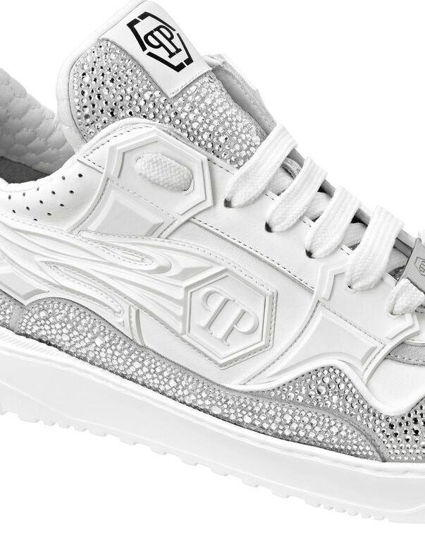 Philipp Plein Leder Low-Top Sneakers Moon Walker Weiß