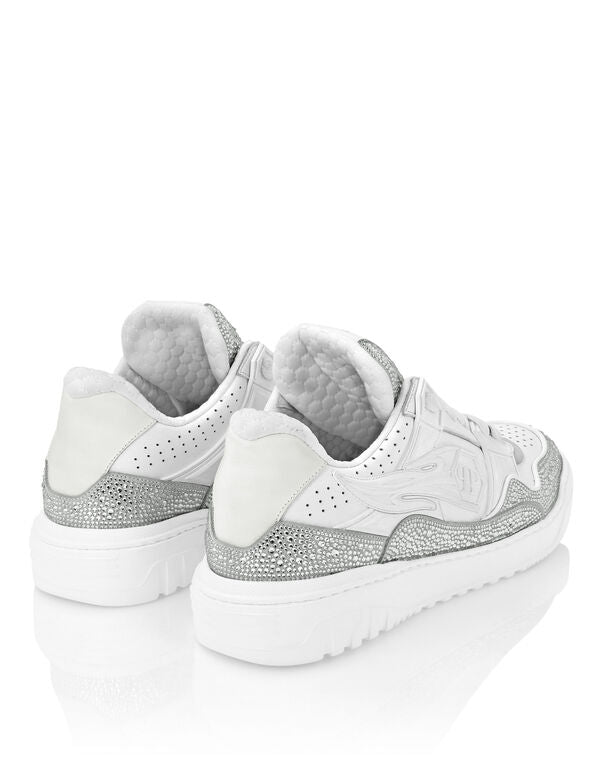 Philipp Plein Leder Low-Top Sneakers Moon Walker Weiß
