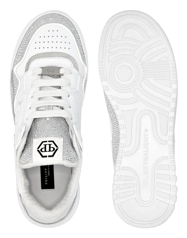 Philipp Plein Leder Low-Top Sneakers Moon Walker Weiß