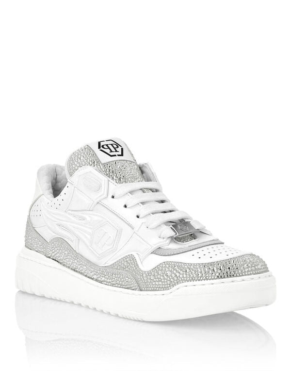 Baskets basses en cuir Philipp Plein Moon Walker blanches