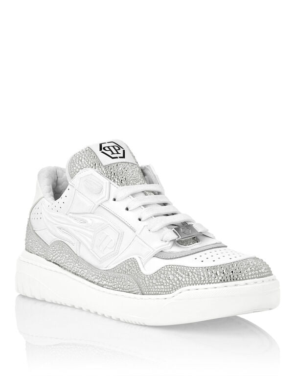 Philipp Plein Leder Low-Top Sneakers Moon Walker Weiß