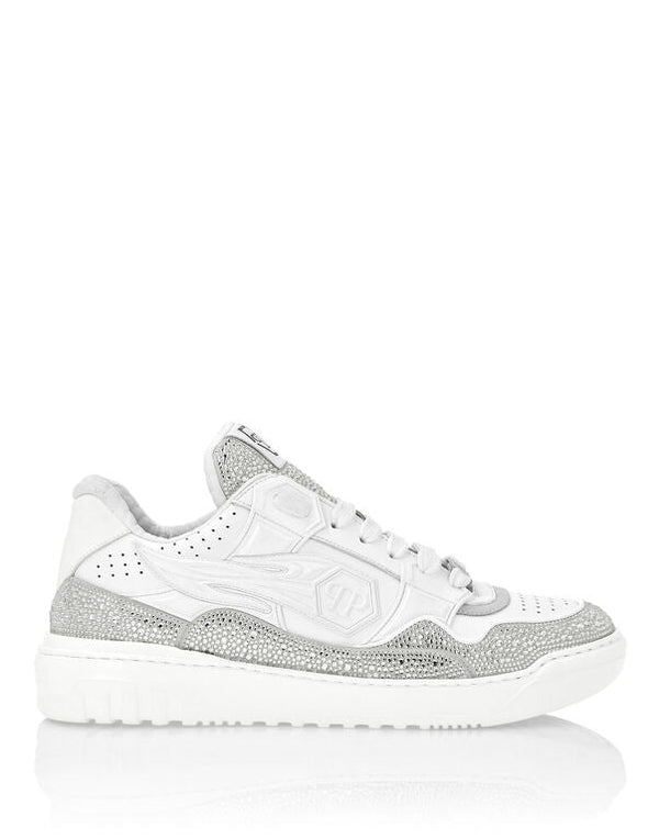 Baskets basses en cuir Philipp Plein Moon Walker blanches