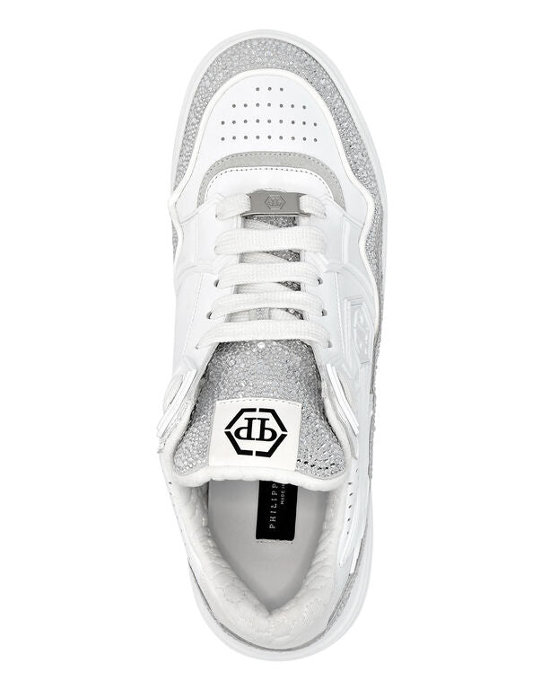 Philipp Plein Leder Low-Top Sneakers Moon Walker Weiß