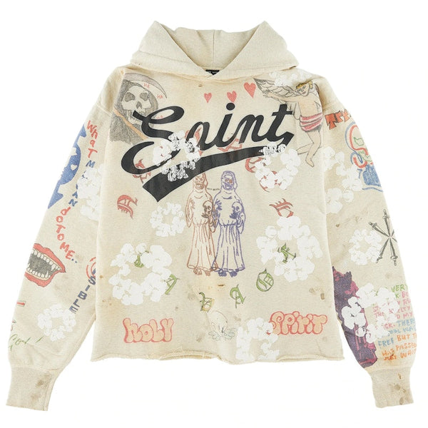 Sweat à capuche graffiti Saint Mxxxxxx x Denim Tears Gris