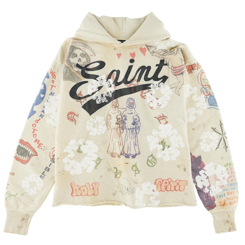 Sweat à capuche graffiti Saint Mxxxxxx x Denim Tears Gris