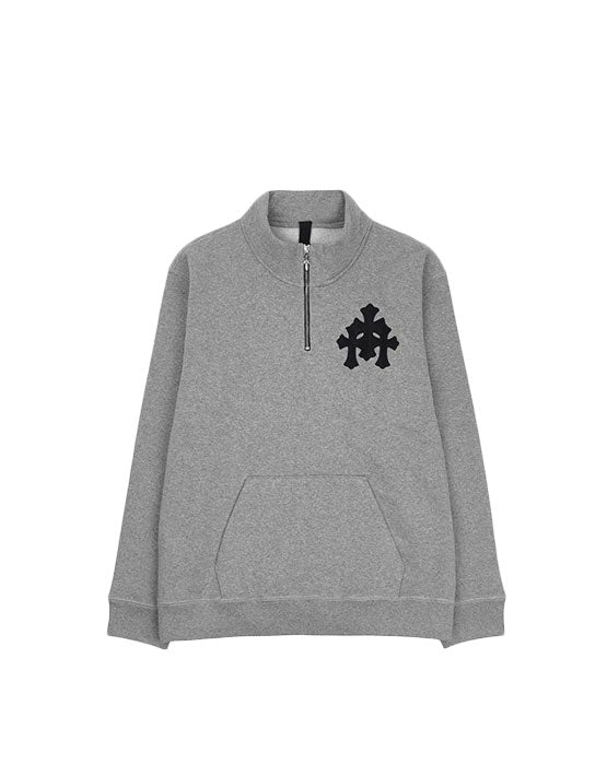 Chrome Hearts – Paper Jam – Sweatshirt mit Viertelreißverschluss, Grau