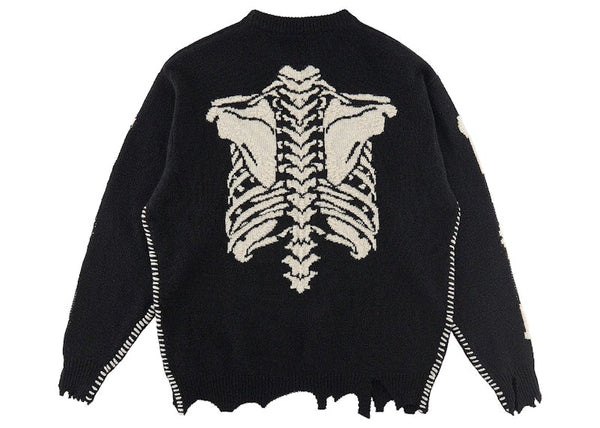 Pull en maille osseuse Saint Mxxxxxx x VLONE noir vintage 