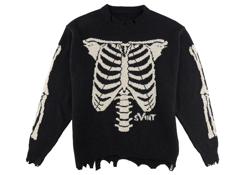 Saint Mxxxxxx x VLONE Bone Strickpullover Vintage Schwarz 