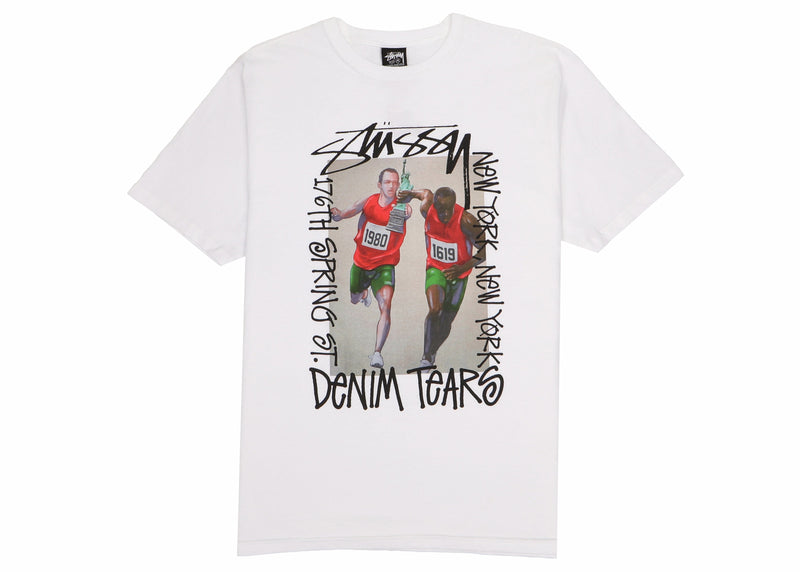 T-shirt Stussy x Denim Tears Pass The Baton Blanc
