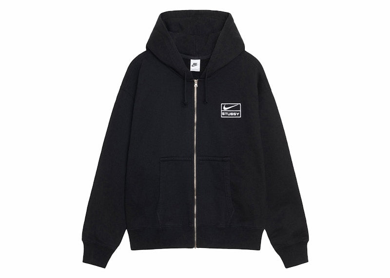 Sweat à capuche zippé en polaire délavée Stussy x Nike Noir