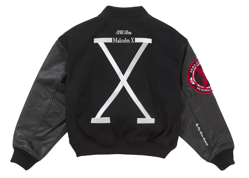 Supreme 40 Acres Malcolm X Varsity Jacket Black
