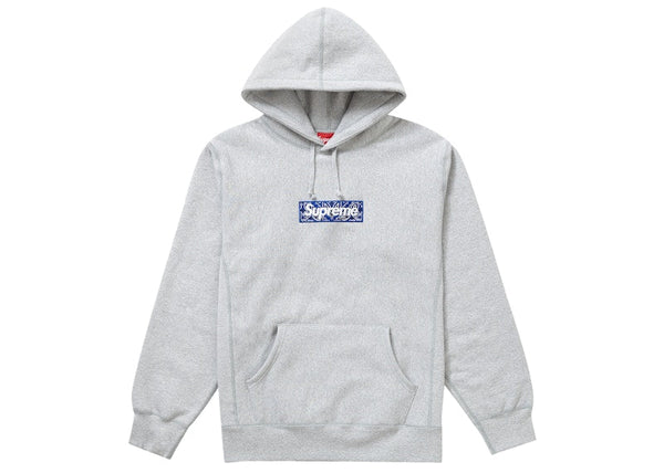 Supreme Bandana Box Logo Kapuzenpullover Heather Grey