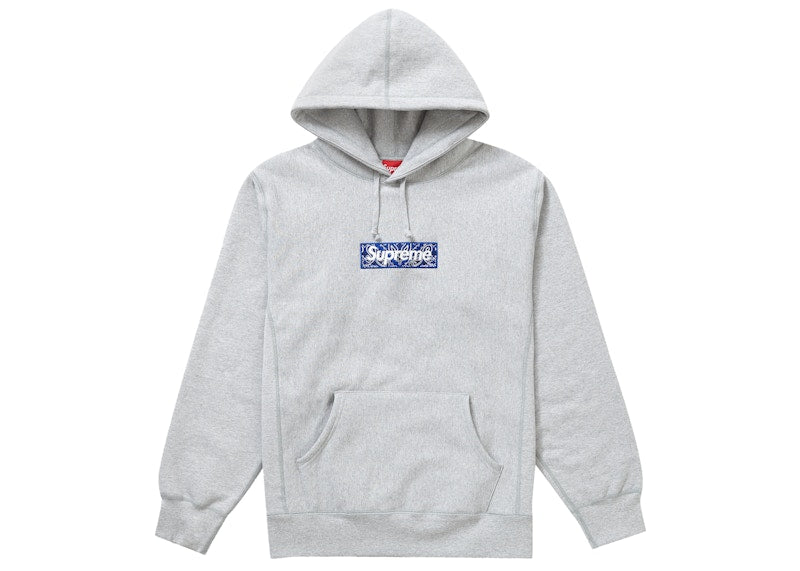 Supreme Bandana Box Logo Kapuzenpullover Heather Grey