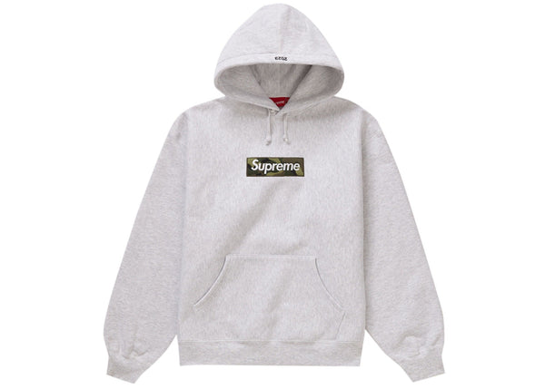 Supreme Box Logo Kapuzenpullover (FW23) Aschgrau