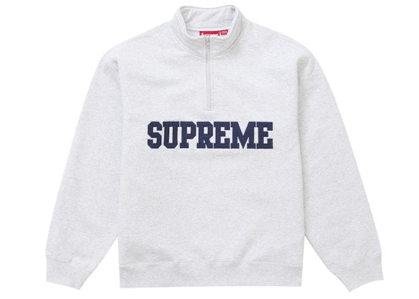 Pull Supreme Collegiate demi-zip gris cendré