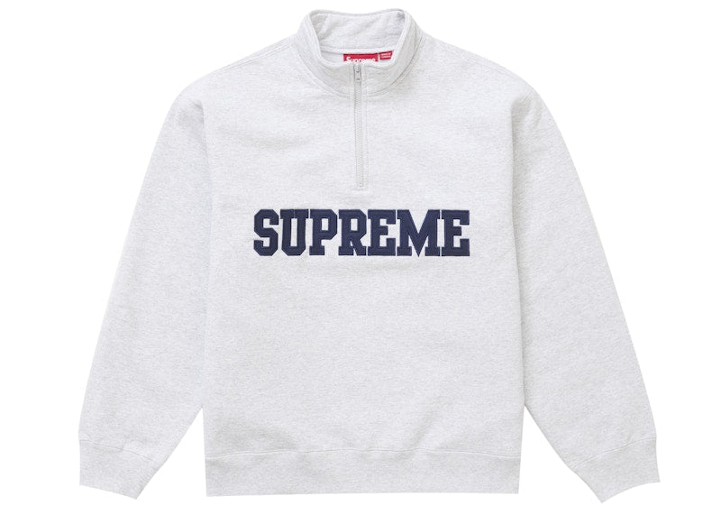 Pull Supreme Collegiate demi-zip gris cendré