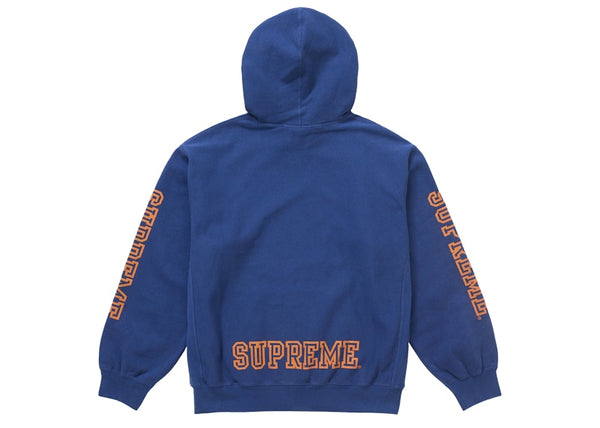Sweat-shirt à capuche à manches collégiales Supreme, bleu royal foncé