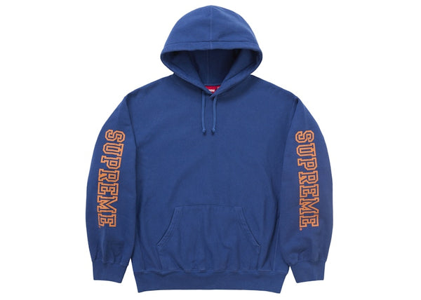 Sweat-shirt à capuche à manches collégiales Supreme, bleu royal foncé