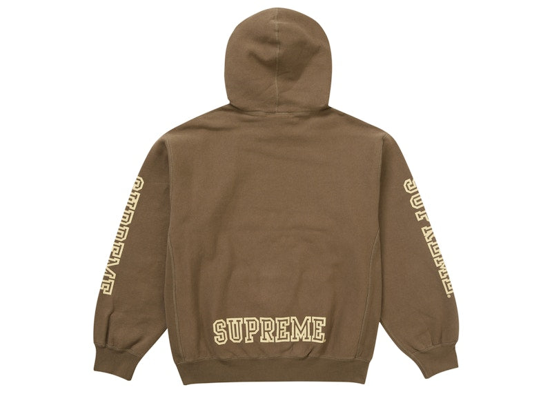 Sweat-shirt à capuche Supreme Collegiate Sleeve Olive Brown