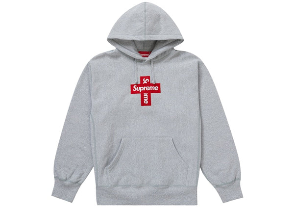 Supreme Cross Box Logo Kapuzenpullover Heather Grey