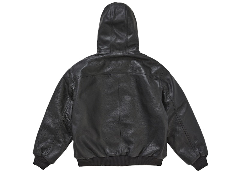 Supreme Dickies Hooded Leather Work Jacket Black