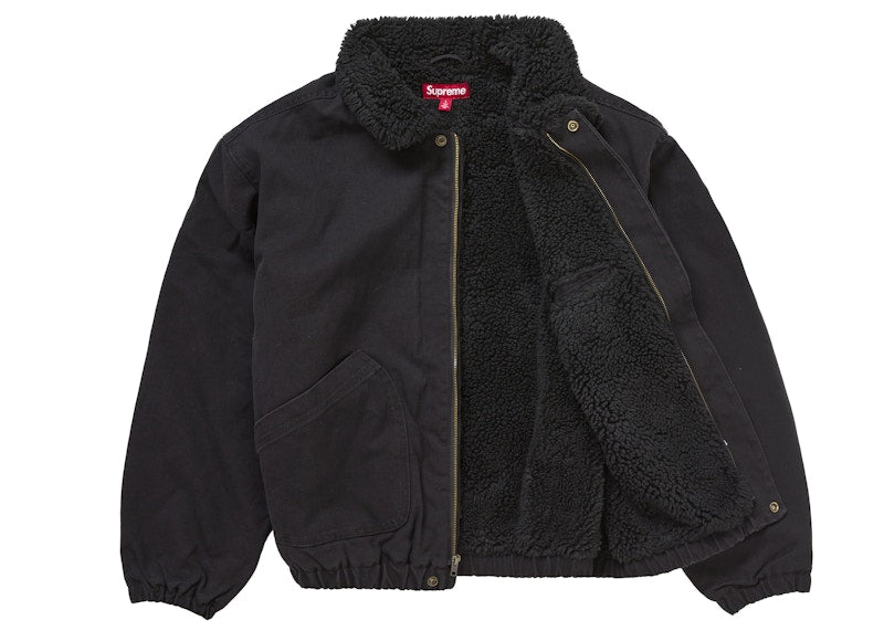 Supreme Faux Shearling Lined Bomber Jacket Black