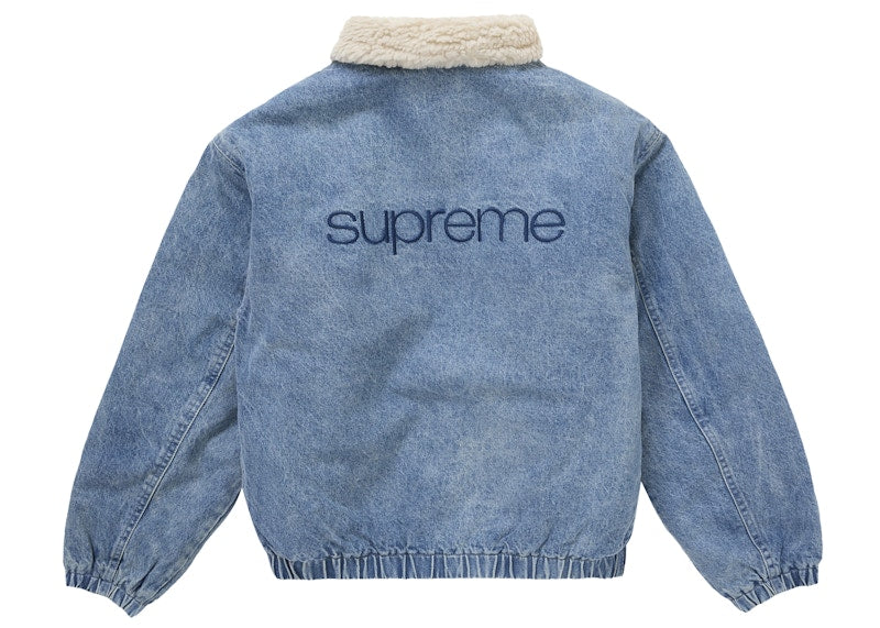 Supreme Faux Shearling Lined Bomber Jacket Denim
