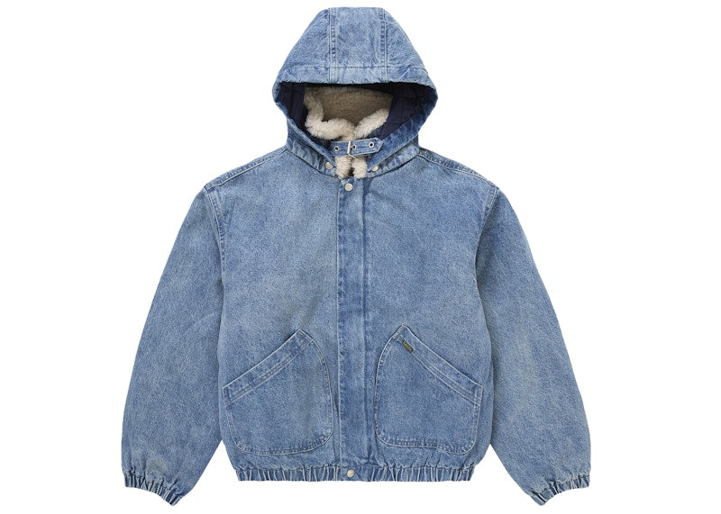 Supreme Faux Shearling Lined Bomber Jacket Denim