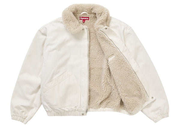 Supreme Faux Shearling Lined Bomber Jacket White