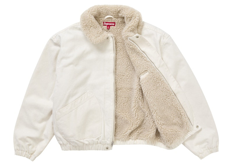 Supreme Faux Shearling Lined Bomber Jacket White