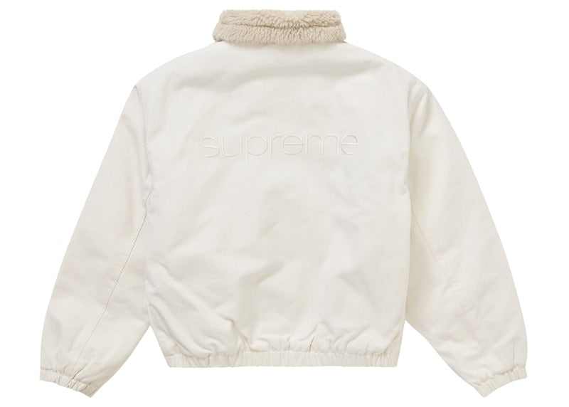 Supreme Faux Shearling Lined Bomber Jacket White