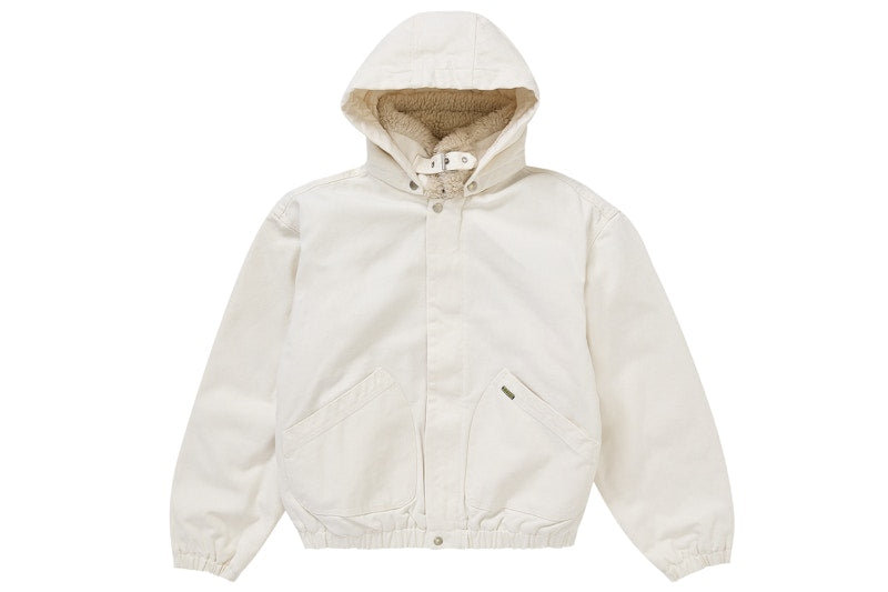 Supreme Faux Shearling Lined Bomber Jacket White