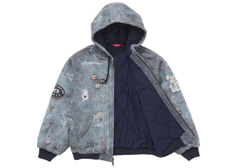 Supreme HJR Trompe L'oeil Hooded Work Jacket Blue