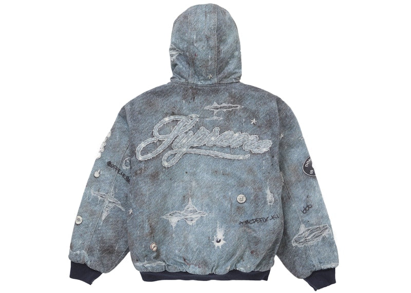 Supreme HJR Trompe L'oeil Hooded Work Jacket Blue