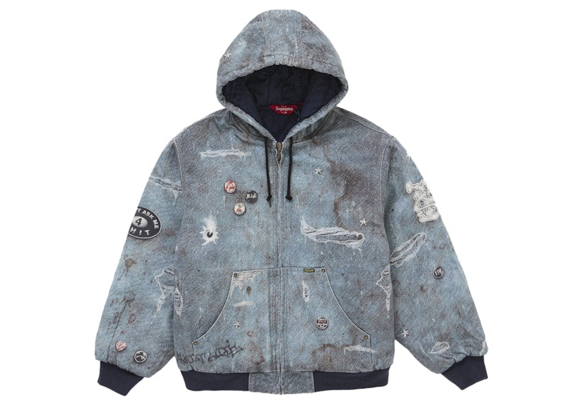 Supreme HJR Trompe L'oeil Hooded Work Jacket Blue