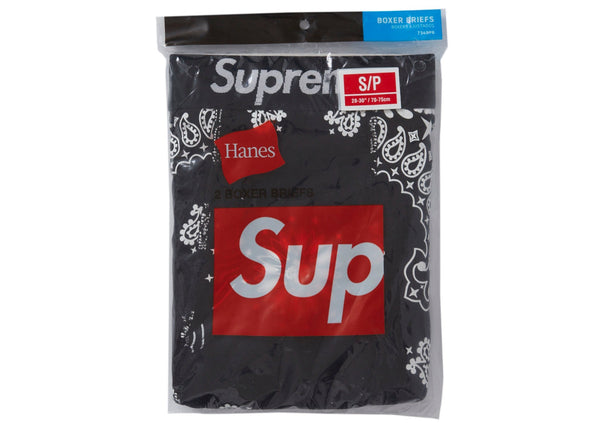 Supreme Hanes Bandana Boxer Briefs (2 Pack) Black